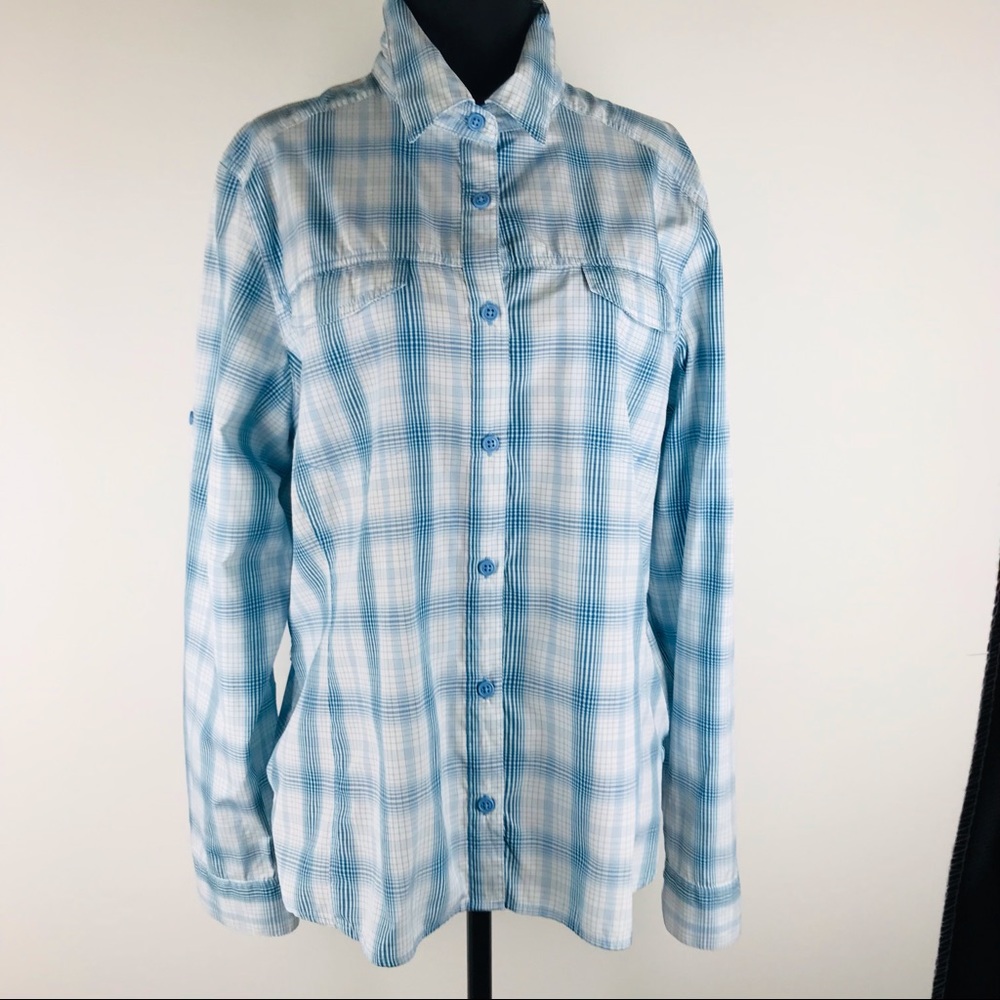 COLUMBIA PLAID OMNI SHADE SUN PROTECTION BUTTON UP SHIRT EUC SIZE XL